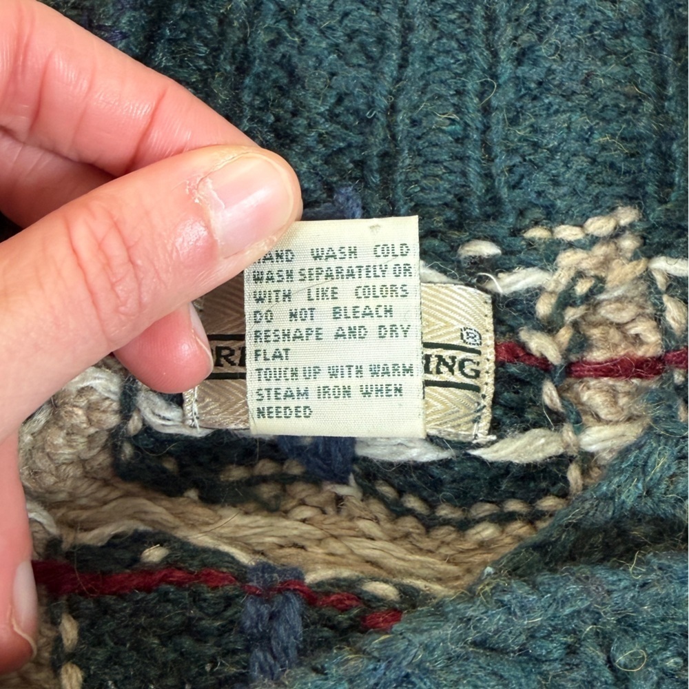 Vintage Wool Blend Nordic Fair Isle Fall Leaves Winter Pullover Sweater Womens M - Picture 6 of 10